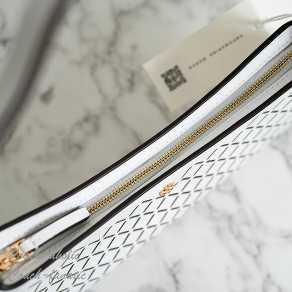 NWT Tory Burch Emerson Perforated Leather Shoulder Bag in Optic White - Picture 7 of 8